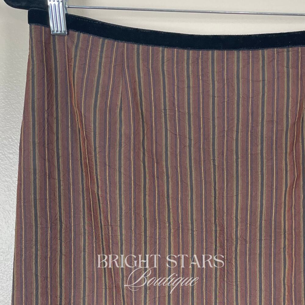 Rare Brown Stripe Lace Trim Pencil Skirt ASO Lorelai Gilmore Girls Vintage Y2K - Picture 6 of 9